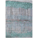 3' X 5' Teal Blue And Taupe Abstract Washable Indoor Outdoor Area Rug