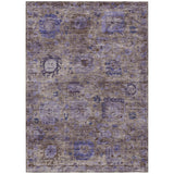 8' X 10' Brown And Plum Abstract Washable Indoor Outdoor Area Rug