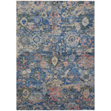 3' X 5' Navy Blue And Denim Blue Floral Washable Indoor Outdoor Area Rug