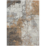 3' X 5' Copper And Ivory Abstract Washable Indoor Outdoor Area Rug