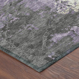 8' X 10' Lavender And Plum Abstract Washable Indoor Outdoor Area Rug
