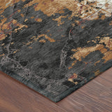 3' X 5' Orange And Copper Abstract Washable Indoor Outdoor Area Rug