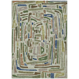 5' X 8' Green And Olive Green Abstract Washable Indoor Outdoor Area Rug
