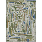 3' X 5' Green And Copper Abstract Washable Indoor Outdoor Area Rug