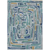 3' X 5' Teal Blue And Aqua Abstract Washable Indoor Outdoor Area Rug