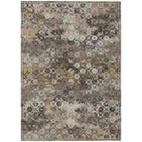 5' X 8' Brown And Beige Abstract Washable Indoor Outdoor Area Rug