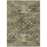 5' X 8' Khaki And Olive Green Abstract Washable Indoor Outdoor Area Rug