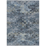 3' X 5' Navy Blue And Blue Abstract Washable Indoor Outdoor Area Rug