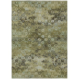 3' X 5' Olive Green And Mint Green Abstract Washable Indoor Outdoor Area Rug