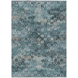 3' X 5' Teal Blue And Aqua Abstract Washable Indoor Outdoor Area Rug