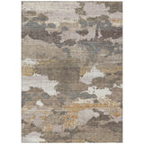 8' X 10' Brown And Beige Abstract Washable Indoor Outdoor Area Rug