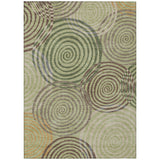 3' X 5' Green And Olive Green Geometric Washable Indoor Outdoor Area Rug
