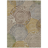 5' X 8' Beige And Brown Geometric Washable Indoor Outdoor Area Rug