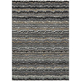 3' X 5' Black And Brown Striped Washable Indoor Outdoor Area Rug