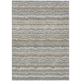 3' X 5' Gray And Silver Striped Washable Indoor Outdoor Area Rug