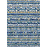 3' X 5' Navy Blue And Denim Blue Striped Washable Indoor Outdoor Area Rug