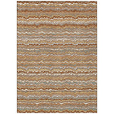 5' X 8' Orange And Copper Striped Washable Indoor Outdoor Area Rug