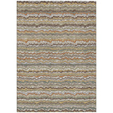 5' X 8' Taupe And Orange Striped Washable Indoor Outdoor Area Rug