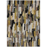 5' X 8' Black And Brown Striped Washable Indoor Outdoor Area Rug