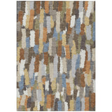 8' X 10' Chocolate And Beige Striped Washable Indoor Outdoor Area Rug