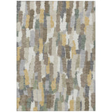 3' X 5' Ivory And Beige Striped Washable Indoor Outdoor Area Rug