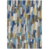 8' X 10' Navy Blue And Denim Blue Striped Washable Indoor Outdoor Area Rug