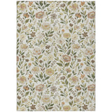 3' X 5' Ivory And Gray Floral Washable Indoor Outdoor Area Rug
