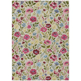 5' X 8' Linen And Blush Floral Washable Indoor Outdoor Area Rug