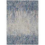 5' X 8' Navy Blue And Taupe Striped Washable Indoor Outdoor Area Rug