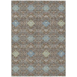 3' X 5' Chocolate And Green Oriental Washable Indoor Outdoor Area Rug