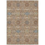 3' X 5' Copper And Orange Oriental Washable Indoor Outdoor Area Rug
