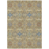 3' X 5' Gold And Copper Oriental Washable Indoor Outdoor Area Rug