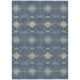 3' X 5' Navy Blue And Ivory Oriental Washable Indoor Outdoor Area Rug