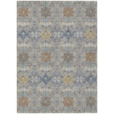 3' X 5' Silver And Navy Blue Oriental Washable Indoor Outdoor Area Rug