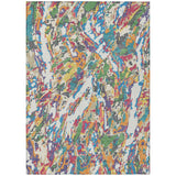 5' X 8' Cream And Green Abstract Washable Indoor Outdoor Area Rug