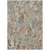 5' X 8' Copper And Ivory Abstract Washable Indoor Outdoor Area Rug