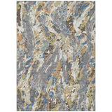 3' X 5' Gray And Copper Abstract Washable Indoor Outdoor Area Rug