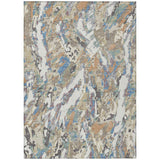 3' X 5' Ivory And Gray Abstract Washable Indoor Outdoor Area Rug