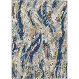 3' X 5' Navy Blue And Ivory Abstract Washable Indoor Outdoor Area Rug
