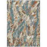 3' X 5' Teal Blue And Gray Abstract Washable Indoor Outdoor Area Rug
