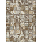3' X 5' Brown And Beige Geometric Washable Indoor Outdoor Area Rug
