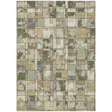 3' X 5' Olive Green And Fern Green Geometric Washable Indoor Outdoor Area Rug