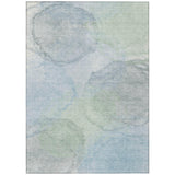 5' X 8' Sky Blue And Mint Green Abstract Washable Indoor Outdoor Area Rug