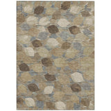3' X 5' Beige And Brown Floral Washable Indoor Outdoor Area Rug