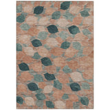8' X 10' Copper And Salmon Floral Washable Indoor Outdoor Area Rug