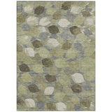 5' X 8' Fern Green And Green Floral Washable Indoor Outdoor Area Rug