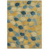 8' X 10' Gold And Wheat Floral Washable Indoor Outdoor Area Rug