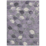 5' X 8' Purple And Lavender Floral Washable Indoor Outdoor Area Rug