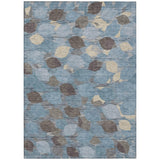 3' X 5' Teal Blue And Gray Floral Washable Indoor Outdoor Area Rug