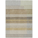 3' X 5' Beige And Ivory Geometric Washable Indoor Outdoor Area Rug